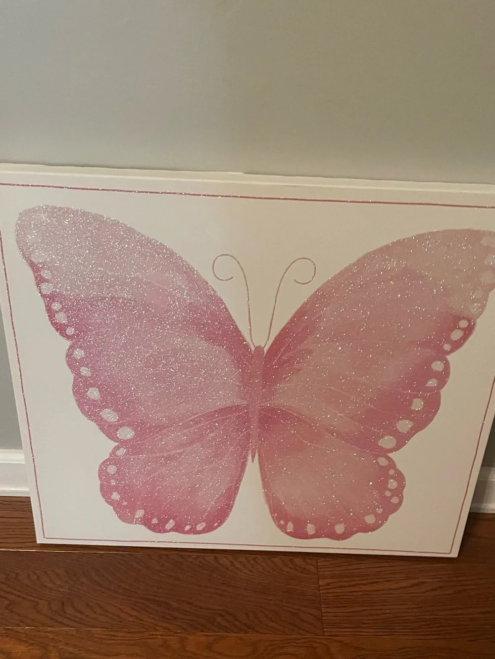 Pink Glitter Butterfly Wall Art Canvas Accent